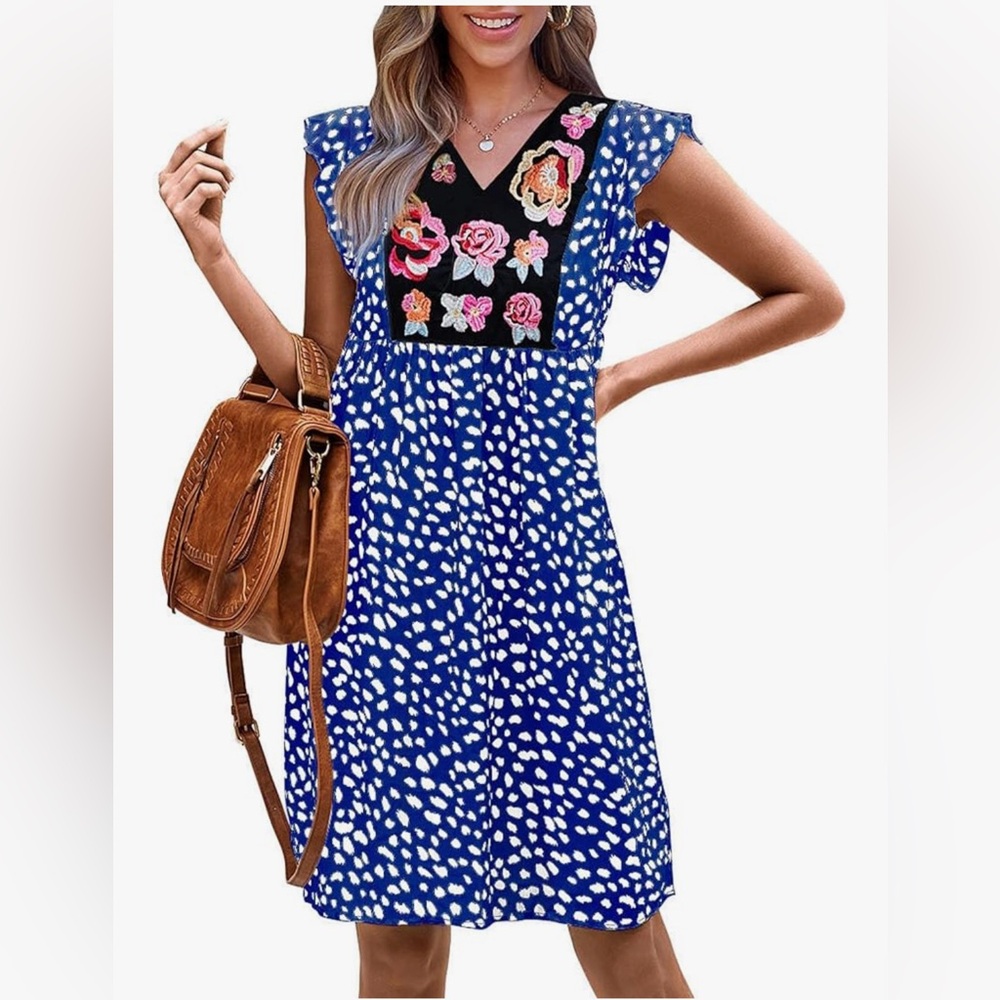 Blue Floral Print Dress- worn once